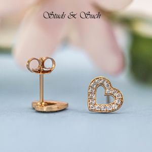[Studs & Such] 925 Silver Shimmering Heart Stud Earrings With Cubic Zirconia