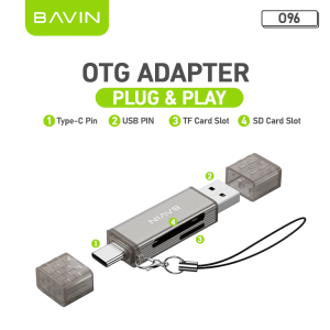 BAVIN O92 3-in-1 USB2.0 Portable Card Reader TF + SD + USB OTG w/480Mbps For Laptop Smartphone Tablet & OTG Supported