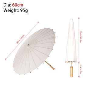 NOBLELUX 1Pcs Traditional White Paper Umbrella Dia 60/84cm Long-handle Photography Prop Blank Wedding Supplies for Anniversary Wedding Party