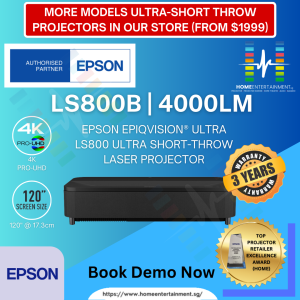 EPSON LS800B | EPSON LS800 | EPSON EH LS800B SUPER ULTRA SHORT THROW UST 4K LASER TV PROJECTOR WITH 4000 LUMENS (IN-STOCK) [DEMO AVAILABLE IN SHOWROOM]