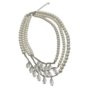 อารมณ์สร้อยคอไข่มุกเทียมหลายชั้นพร้อมจี้ปาร์ตี้งานแต่งงานที่ทันสมัยสำหรับผู้หญิงหญิงสาว