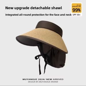 (SG Seller) Large Brim Straw Sun Hat Foldable Womens Summer Hat Shoulder Protection UV Protection Empty Top Hat
