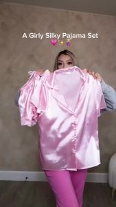 Ekouaer Womens Satin Pajamas Set Button Down 2 Piece Silk Pjs Shorts Set Ruffle Lingerie Notch Collar Sleepwear