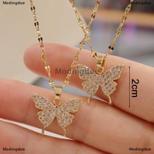 [COD] Modingdue Korean Fashion Golden Pendant Butterfly Necklace for Women neck chain Stainless steel Jewelry Female