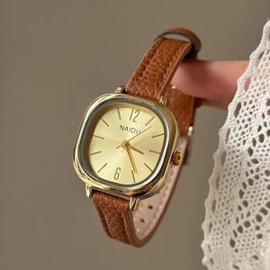 GORGE Square Dial Quartz Watch Adjustable Leather Strap Women Wristwatch Casual Square Dial Watch Women