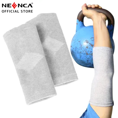 NEENCA Bamboo Charcoal Elbow Sleeves (Pair) - Compression Support Brace for Tendonitis Prevention Recovery Joint Pain Relief Golfers Tennis Weightlifting Basketball Sports Stabilizer - Men Women