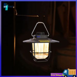 [ VKTECH ] Compact LED Camping Lantern with Adjustable Brightness Retro Style and Hook for Hiking and Camping