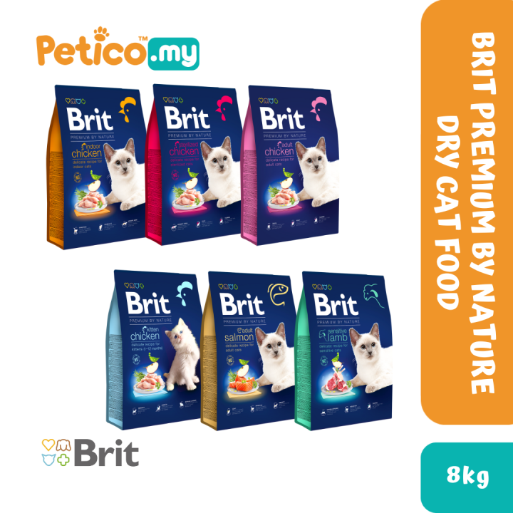 Brit Premium Adult 8KG Dry Cat Food (Salmon/Chicken/Indoor/Lamb /Kitten ...