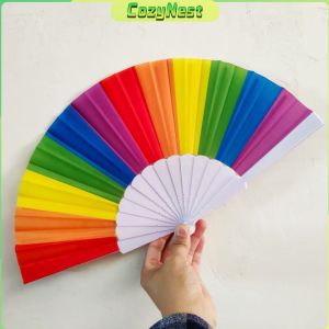 C.N. 7 inch childrens craft folding fan rainbow flat fan kindergarten cloth dance small fan cold fan