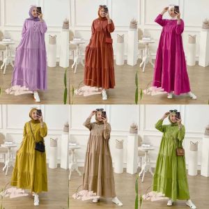 Kinan Midi Dress Wanita Elegan Mewah Terbaru Syakila Import Modern 2022 Promo