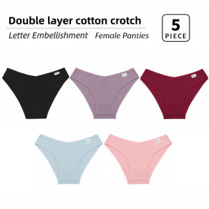 FINETOO Thread Cotton Female Panties V-shaped Simple Briefs for Women Fashion Solid Color Intimates Underwear M-4XL