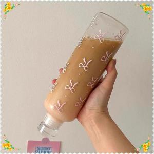 🔥【Special price】🔥🔥[ FLASH SALE ] 500ML Kawaii Bow Plastic Water Bottle With Time Scale Transparent Water Cup Outdoor School Drinking Water Bottle