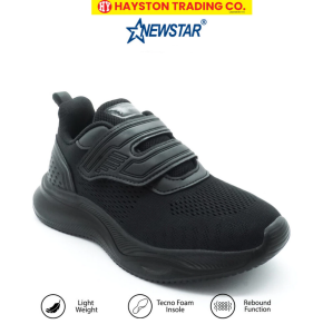 NewStar W725B Black School Shoes Lightweight Velcro Strap Kasut Hitam Sekolah Ringan