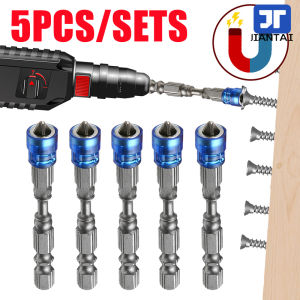 JIANTAI 5PCS/SETS Magnetic Screwdriver Bit PH2 Cross-head 1/4 Inch Hex Shank Screwdriver Holder Ring for House Working Electric Screwdriver Kit