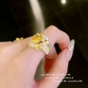 Vòng Lá Ngọc Hoàng Hôn Vintage Mạ 18K Vàng Kim Nhẫn Zircon Chải Hình Vòng Cung