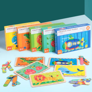 Mainan Edukasi Bayi Creative Hewan Strip Puzzle Kayu Stick Mainan Edukasi Anak 1-5 Tahun