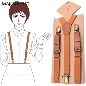 Solid Color Mans Belt Men Women Suspenders Polyester+Pu 3 clips Y-Back Braces Adjustable Elastic