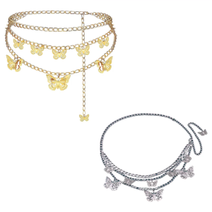 Blingbling Waist Belt Stylish Carved Butterfly Waist Chain Belt Elaborate Chain Belly Chain for Belly Dance Waist Chain