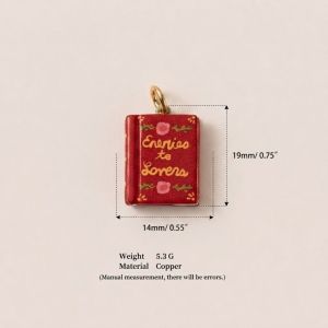 MAKERVY Handmade Mini Book Pendant Copper DIY Jewelry Making Book Lover Pendant Creative Necklace Bracelet Colorful Magic Book Pendant
