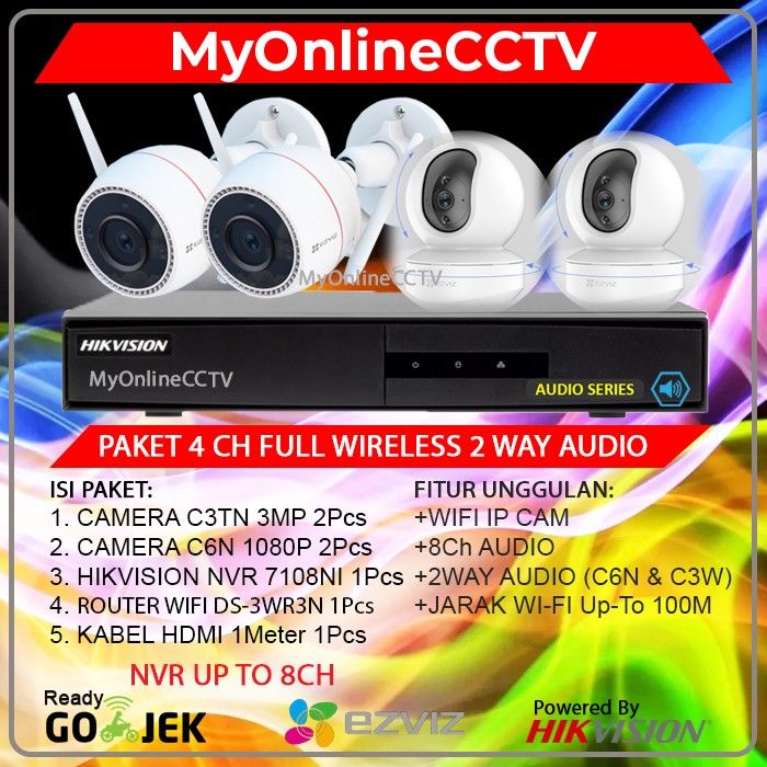 Paket EZVIZ IP Camera NVR Wifi 8CH Outdoor Indoor Wireless CCTV