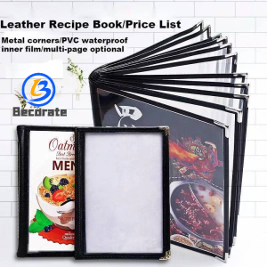Menu Cover A4 3/4 Page Cook Book Transparent Holder Restaurant Cafe Coffee Shop Store