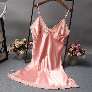 oobest【Delivery 2-3 days】 Womens sleepwear womens sleepwear high quality long skirt dress sleepwear lace satin nightgown adjustable strap cool breathable clothing home