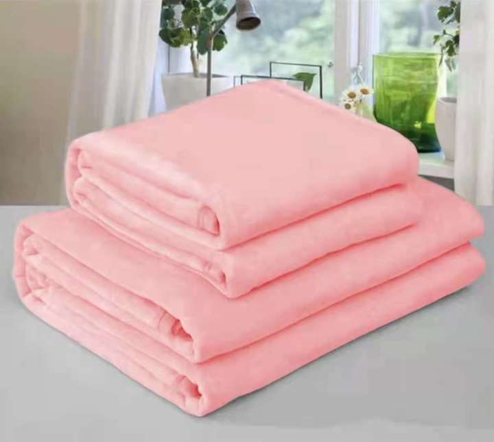 Korean coral fleece blanket (queen size 180x200cm) pink Lazada PH