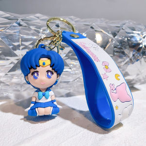 ZEEMIN Halloween Christmas Anime Sailor Moon Keychain Cute Figure Model Doll Couple Bag Pendant Keyring Accessories Toy Girls Charm Gift for Women Friends