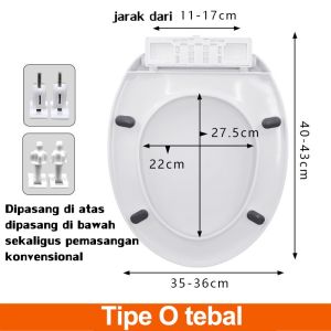 💥Tebal 5 Lapis💥CHENGJIA tutup closet duduk tutup wc duduk semua merek Toilet Cover Penebalan 5 lapis pemasangan peralatan gratis Berlaku untuk semua jenis toilet U\V\O opsional(tutup closet wc jongkok tutup kloset duduk tutup toilet duduk)