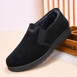 Free Shipping New Winter Collection: MenS Fleece-Lined Warm Non-Slip Soft-Soled Lightweight Cotton Shoes For Middle-Aged And Elderly Men Suitable For Casual Wear