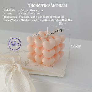 Nến Thơm Handmade TIKIU 3D RUBIK Lập Phương Mẫu Hạt Trái Tim Trang Trí Decor Phong Cách Hàn Quốc Sáp Đậu Nành Tự Nhiên 2023