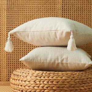 JEHUA 45x45cm Living Room With Tassels Couch Decorative Linen Cotton Throw Pillow Pillow Shell Cushion Cover Pillowcase