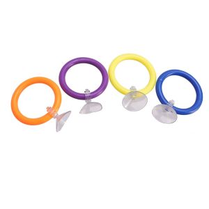 LAIFLE 4PCS/SET Colorful Fish Training Ring Suction Cup Fish Tail Toy Fish Teasing Toys Color Ring Waterproof Betta Training Circle Aquarium