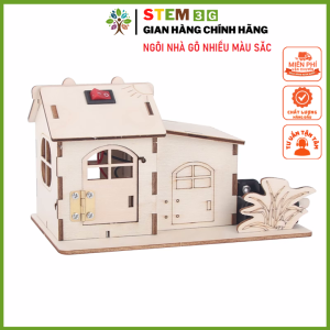Lắp ráp STEM: Mô hình Ngôi nhà gỗ với ánh sáng nhiều màu sắc . Đồ chơi giáo dục khoa học sáng tạo cho bé. STEM3G