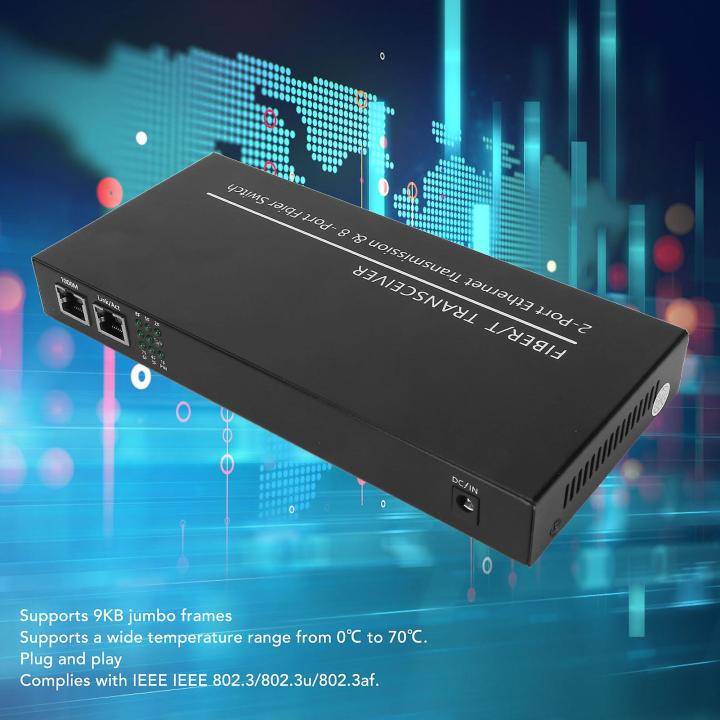Media Converter 8F2E 8 Port Fiber Optic 2 RJ45 LAN Ethernet Gigabit 2 ...