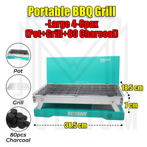 Portable BBQ Grill - Large +80 Pcs Charcoal  Disposable BBQ Grill Fast Ignition Portable Charcoal Grill for Indoor and Outdoor Picnic Stainless Steel Barbecue Household Grill with Charcoal
