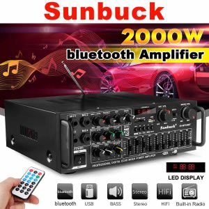 SUNBUCK 2000W 4ohm 2CH bluetooth Stereo Amplifier Wireless Hifi Stereo Audio Home Karaoke Power Amplifier Car Amp USB Disk