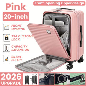 【SG Local Seller】20 24 28inch Front Opening Cabin Luggage with Silent Universal Wheels Combination Lock Laptop Compartment Suitcase Travel Bag