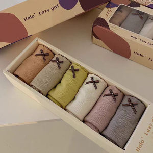 Panty 10pcs for women box antibacterial simple mid-waist bow Panties comfortable seamless panty