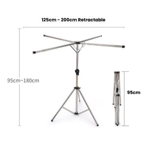 Easyhome.sg Retractable Laundry Rack (Adjustable Length & Height) - Drying Clothes Hanging Hanger Shelf RL