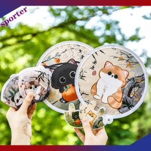 Sporter Portable Cartoon Folding Fan Kawaii Creative Foldable Fan Cool Summer Hand Fan Flying Disk Pocket Cloth Fan Gifts For Kids