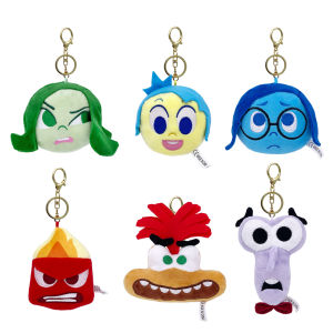 Inside Out Plush Doll Keychain Anime Kawaii Cute Backpack Cartoon Doll Head Portrait Pendant Decoration Toys Girls Gifts