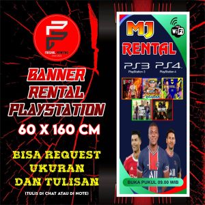 Banner Rental PS / Banner Rental Playstation / Banner Game Ukuran 60 x 160 cm