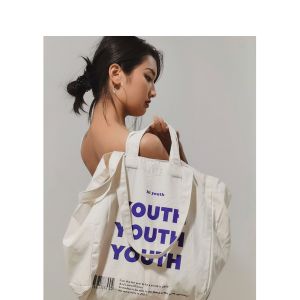 NALLCHEER กระเป๋าผ้า กระเป๋าผ้าcanvas เกาหลี กระเป๋าแฟชั่นญ กระเป๋าใบใหญ่ กระเป๋าสะพายผญ ใส่สบายๆ ใส่เดินทาง YOUTH กระเป๋าผ้าสวยๆ