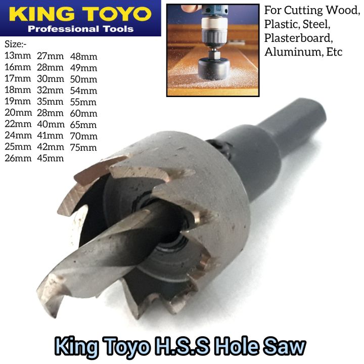 King Toyo HSS Hole Saw Drill Bit For Cutting Wood, Plastics, Steel