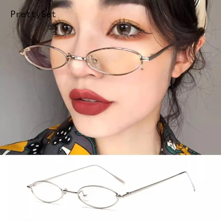 Y2K Metal Oval Shades Glasses Women Girls Gold Silver Small