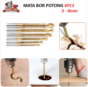 6PCS Mata Bor Potong HSS Steel Titanium 3-8mm Power Cutting Drill Saw