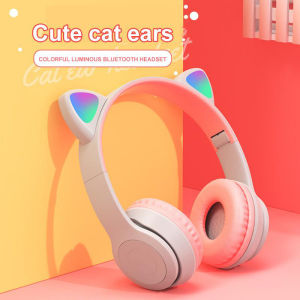DISOUR Tai Nghe Không Dây Tai Mèo Thời Trang Dễ Thương P47M P47 Chính Hãng Tai Nghe Bluetooth HIFI Âm Trầm Âm Thanh Nổi Chơi Game RGB Đèn Flash Cho Bé Gái Quà Tặng Tai Nghe Có Thể Gập Lại