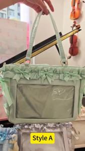 New Y2K Ribbon Bow Ita Crossbody Bag Sweet Girls Transparent Large Capacity Shoulder Bag DIY Display Handbag Lady Satin Tote Bag2026