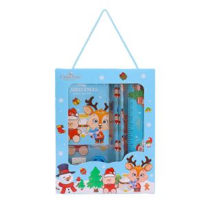 Bộ văn phòng phẩm giáng sinh 6 cái/bộ (thước kẻ + bút chì + tẩy + Gọt bút chì + Bảng ghi nhớ) văn phòng phẩm cho trẻ em Quà Tặng Học sinh
